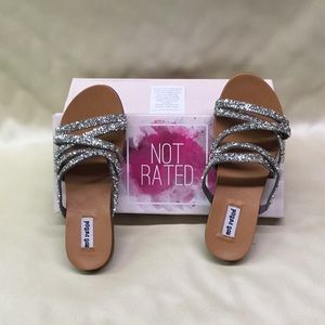 Not Rated Silver Eliana Sandals Size 6-1/2